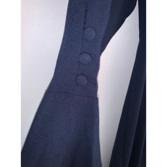 New Vince Camuto Dress Womens 12 Navy Buttoned Cowl Neck Flare Cuff Long Sleeve - Picture 4 of 11